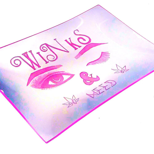 Winks and Weed Glass Rolling Tray